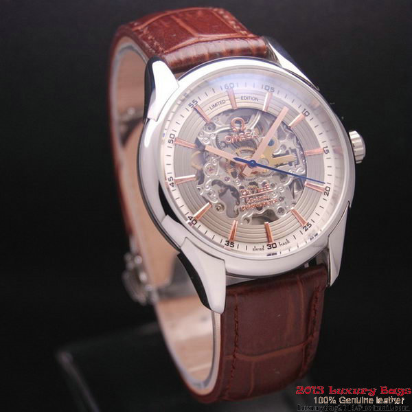 OMEGA DE VILLE Tourbillon Watches Steel on Brown Leather Strap Om7001