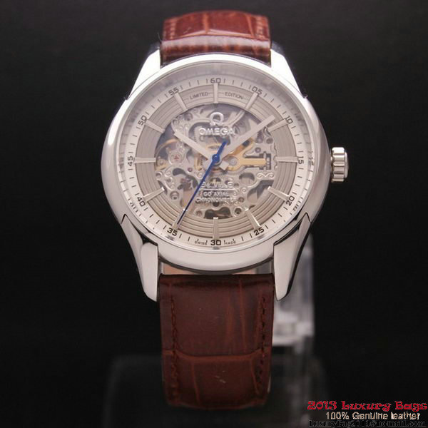OMEGA DE VILLE Tourbillon Watches Steel on Brown Leather Strap Om7003