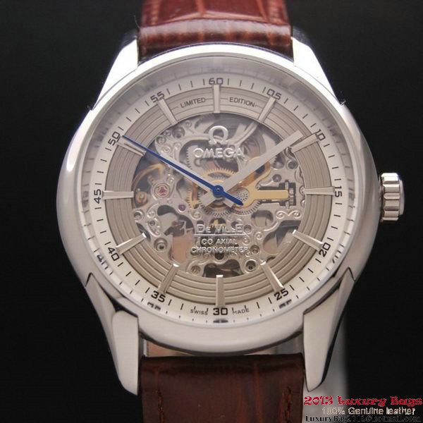 OMEGA DE VILLE Tourbillon Watches Steel on Brown Leather Strap Om7003