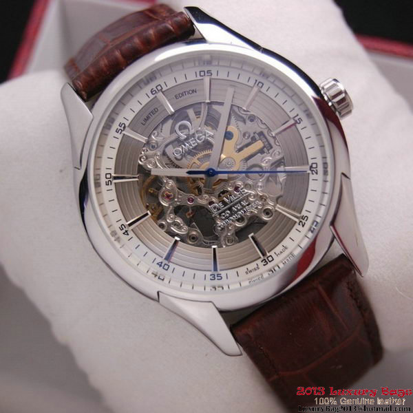 OMEGA DE VILLE Tourbillon Watches Steel on Brown Leather Strap Om7003