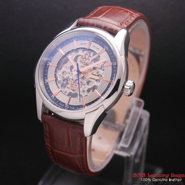 OMEGA DE VILLE Tourbillon Watches Steel on Brown Leather Strap Om7005