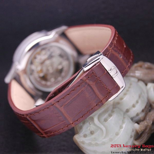 OMEGA DE VILLE Tourbillon Watches Steel on Brown Leather Strap Om7005