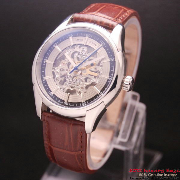 OMEGA DE VILLE Tourbillon Watches Steel on Brown Leather Strap Om7007