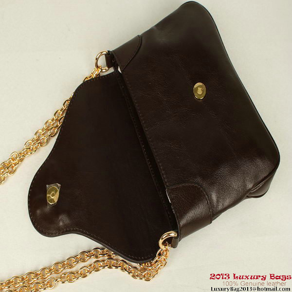 Gucci Ribot Horse-Heads Chain Leather Shoulder Bag 296882 Brown