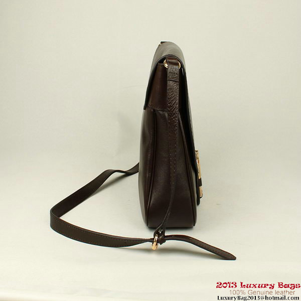 Gucci Ribot Horse-Heads Leather Shoulder Bag 296881 Brown