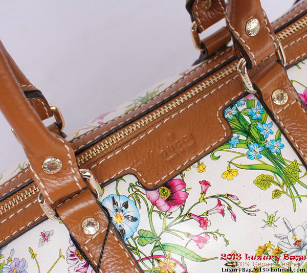 2013 Gucci Vintage Web Boston Bag Multicolour Canvas 247205 Camel