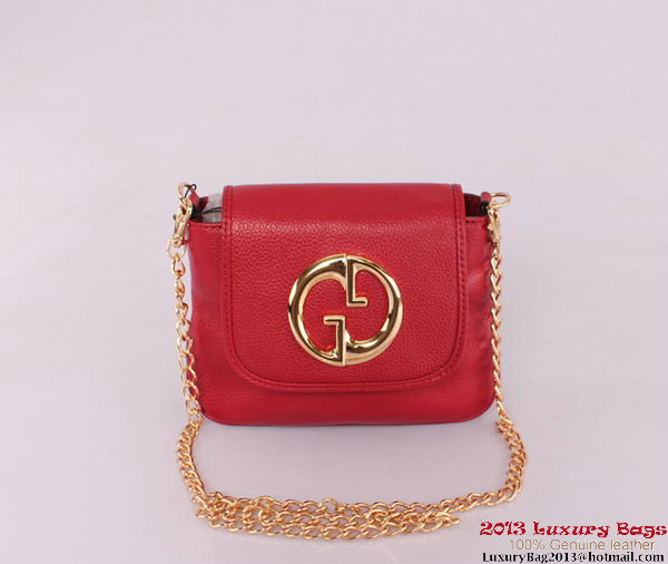 Gucci 1973 251821 Burgundy Leather Chain Shoulder Bag