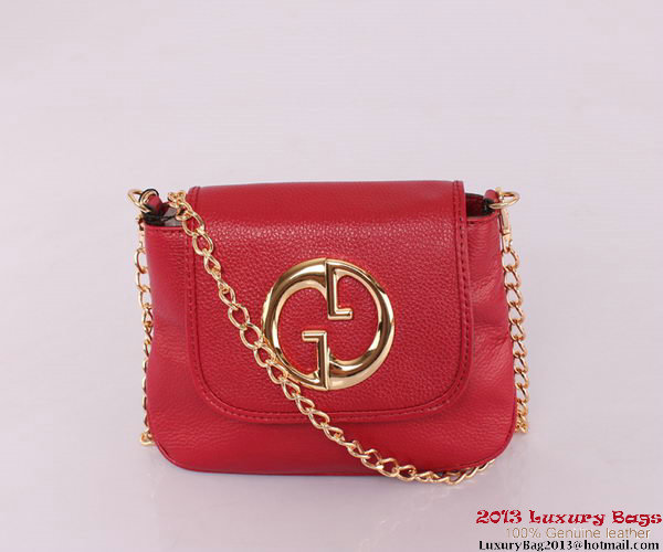 Gucci 1973 251821 Burgundy Leather Chain Shoulder Bag