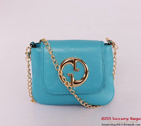 Gucci 1973 251821 Light Blue Leather Chain Shoulder Bag