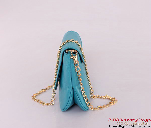 Gucci 1973 251821 Light Blue Leather Chain Shoulder Bag