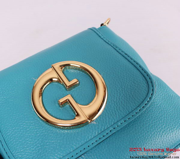 Gucci 1973 251821 Light Blue Leather Chain Shoulder Bag