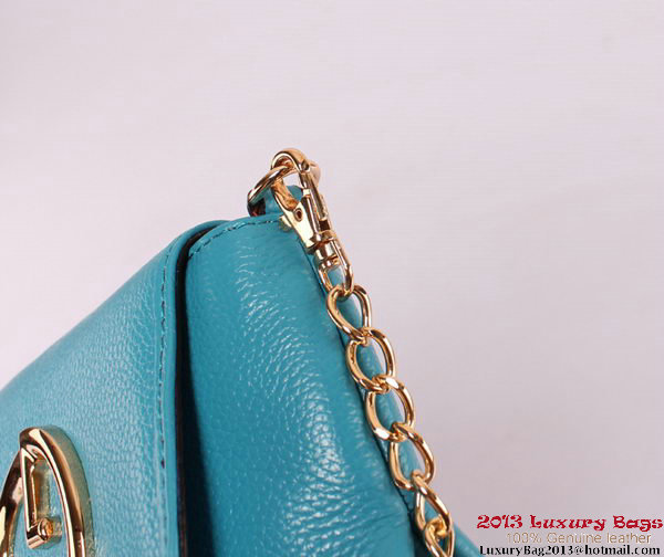 Gucci 1973 251821 Light Blue Leather Chain Shoulder Bag