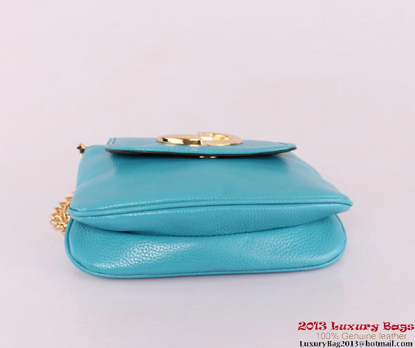 Gucci 1973 251821 Light Blue Leather Chain Shoulder Bag