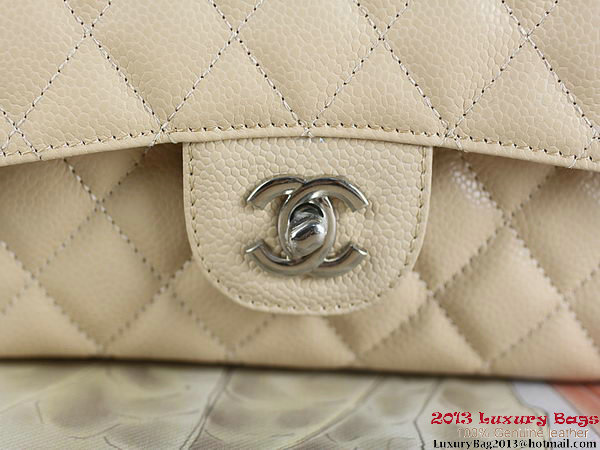 Chanel 2.55 Classic Flap Bag Apricot Original Cannage Patterns Leather Silver