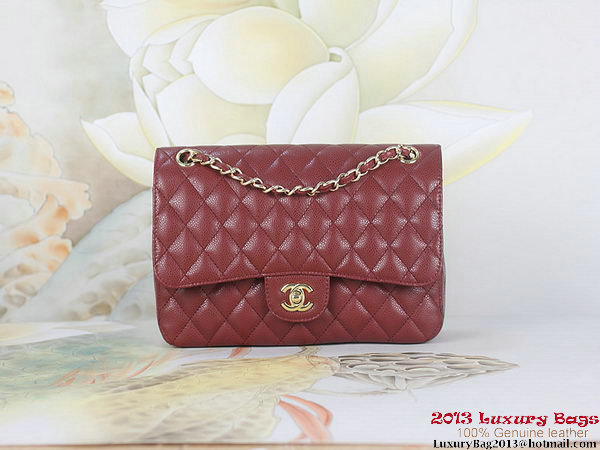 Chanel 2.55 Classic Flap Bag Bordeaux Original Cannage Patterns Leather Gold