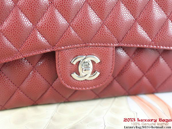 Chanel 2.55 Classic Flap Bag Bordeaux Original Cannage Patterns Leather Silver