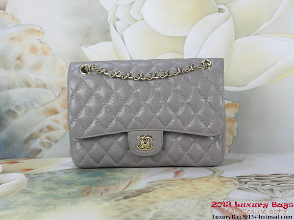 Chanel 2.55 Classic Flap Bag Gray Original Cannage Patterns Leather Gold