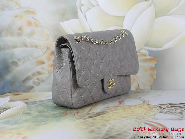 Chanel 2.55 Classic Flap Bag Gray Original Cannage Patterns Leather Gold