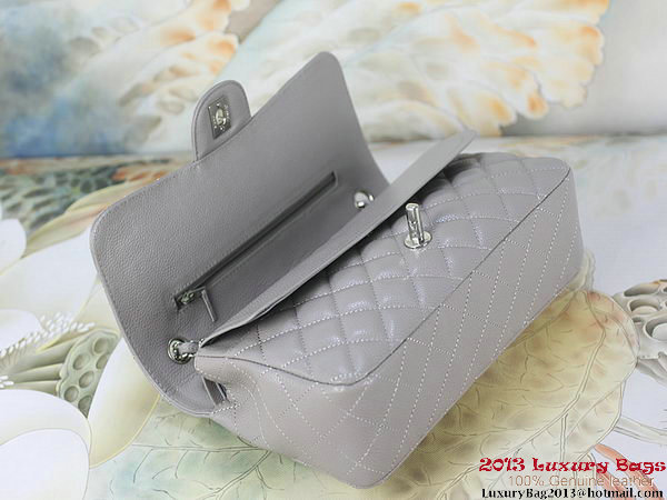 Chanel 2.55 Classic Flap Bag Gray Original Cannage Patterns Leather Silver