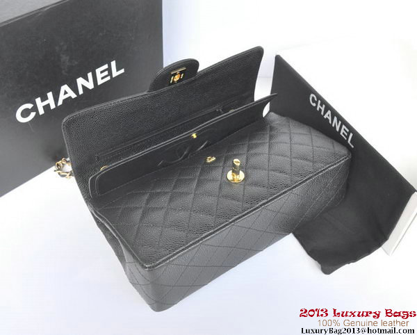 Chanel 2.55 Classic Flap Bag Black Original Caviar Leather Gold