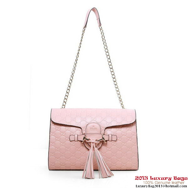 Gucci Emily Guccissima Leather Chain Shoulder Bag 295403 Pink