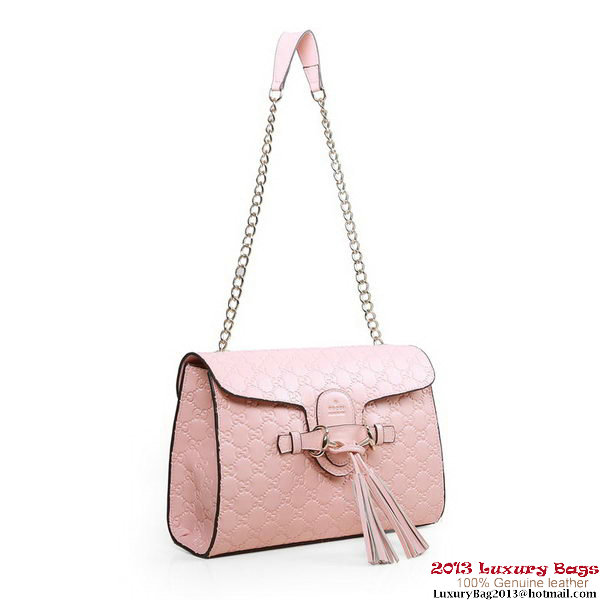 Gucci Emily Guccissima Leather Chain Shoulder Bag 295403 Pink