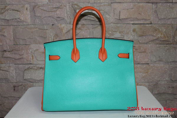 2013 Hot Sale Hermes Birkin 35CM Tote Bag Calf Leather Orange&Light Blue