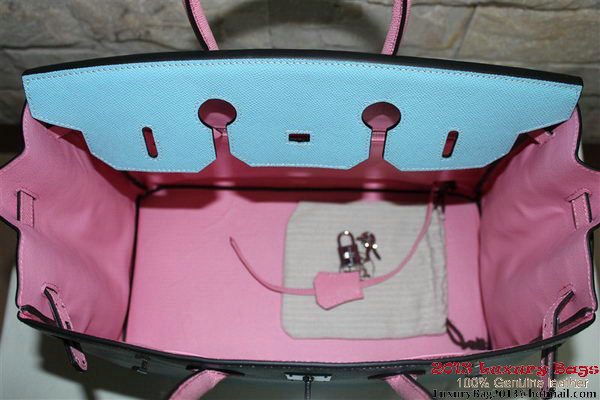 2013 Hot Sale Hermes Birkin 35CM Tote Bag Calf Leather Pink&Light Blue