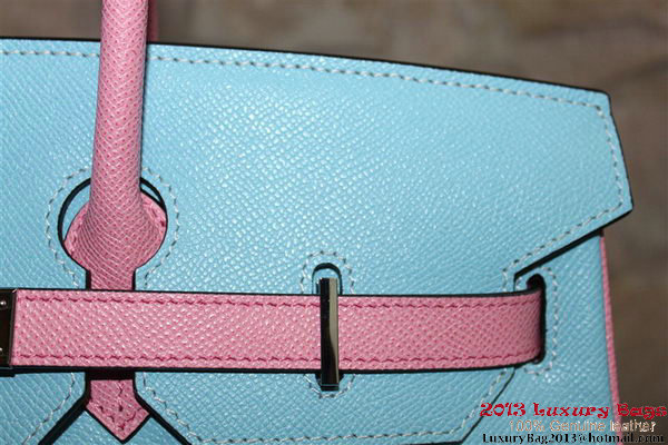 2013 Hot Sale Hermes Birkin 35CM Tote Bag Calf Leather Pink&Light Blue