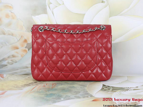 Chanel 2.55 Series Flap Bag Red Original Cannage Patterns Leather A1112 Silver