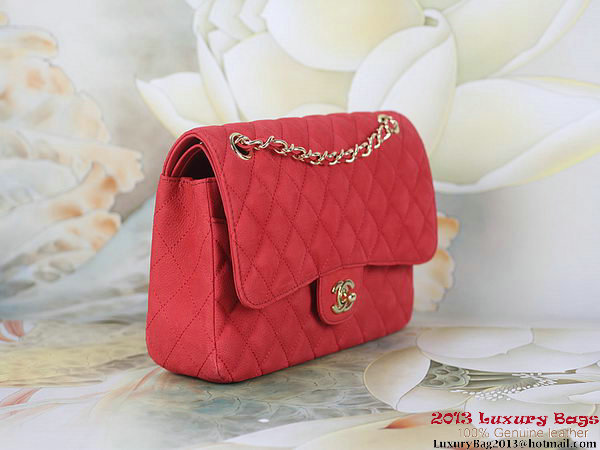 Chanel 2.55 Series Flap Bag Red Original Nubuck Leather A1112 Gold