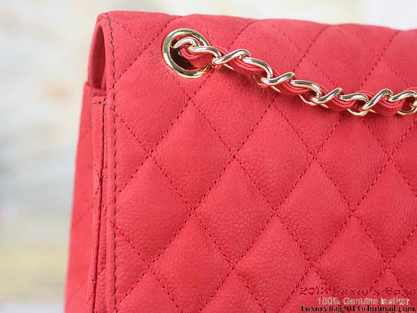 Chanel 2.55 Series Flap Bag Red Original Nubuck Leather A1112 Gold