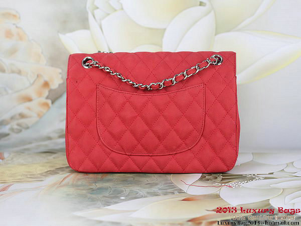 Chanel 2.55 Series Flap Bag Red Original Nubuck Leather A1112 Silver