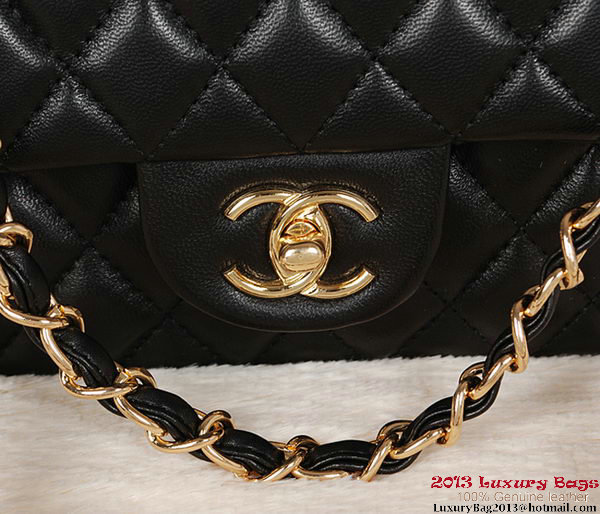 Chanel 2.55 Series Bag Black Sheepskin Leather 1112 Gold