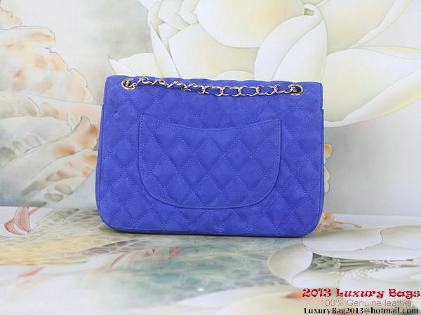 Chanel 2.55 Series Flap Bag Blue Original Nubuck Leather A1112 Gold