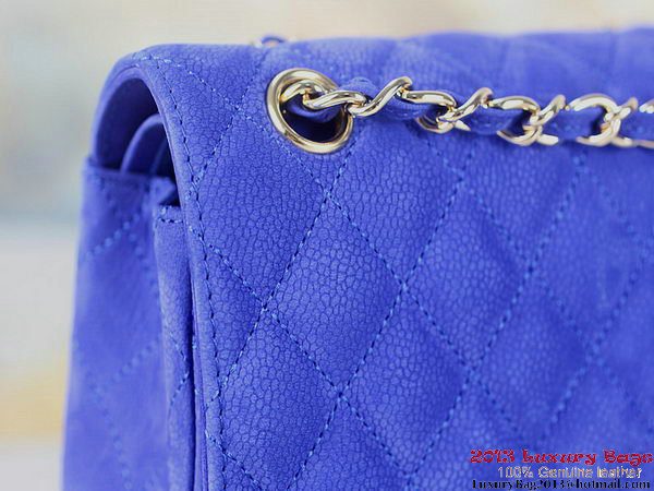 Chanel 2.55 Series Flap Bag Blue Original Nubuck Leather A1112 Gold