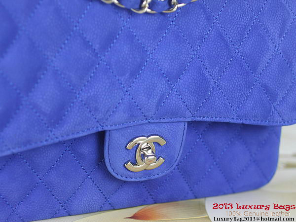 Chanel 2.55 Series Flap Bag Blue Original Nubuck Leather A1112 Silver