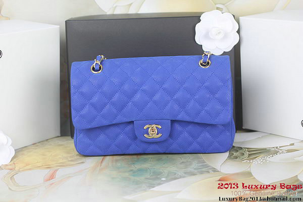 Chanel 2.55 Series A01112 Blue Original Leather Classic Flap Bag Gold