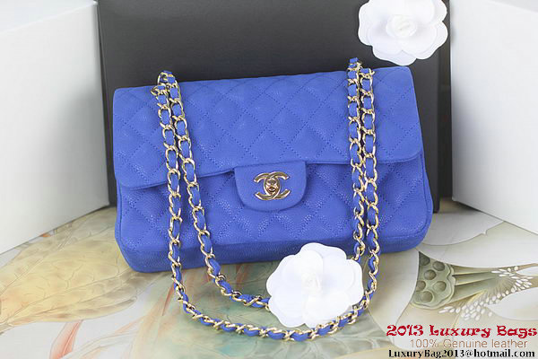 Chanel 2.55 Series A01112 Blue Original Leather Classic Flap Bag Gold