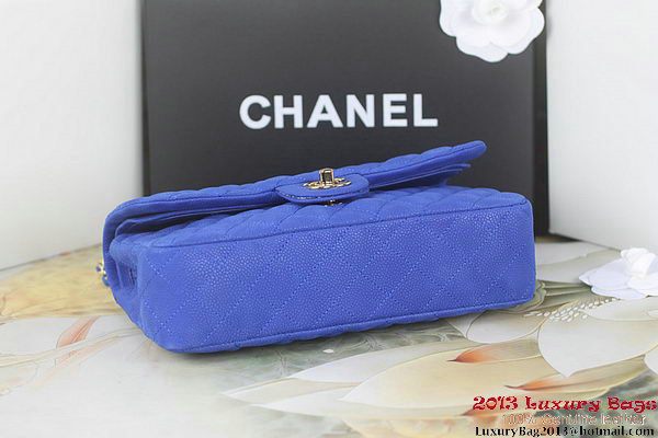 Chanel 2.55 Series A01112 Blue Original Leather Classic Flap Bag Gold