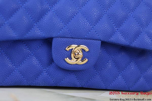 Chanel 2.55 Series A01112 Blue Original Leather Classic Flap Bag Gold