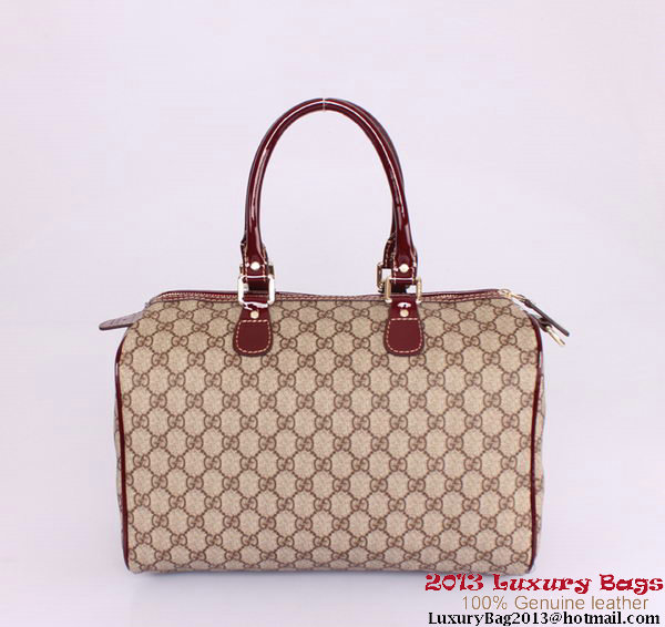 Gucci Joy Supreme Dog Canvas Boston Bag 189895 Wine