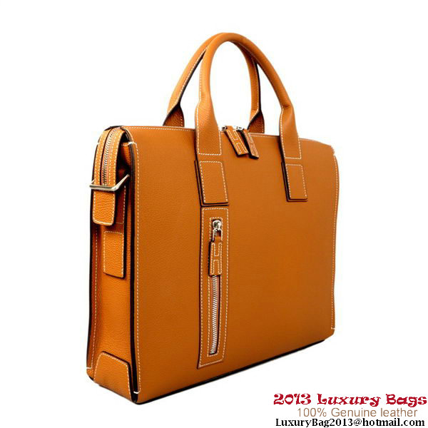 Hermes Mens Briefcase Calf Leather H1289A Camel