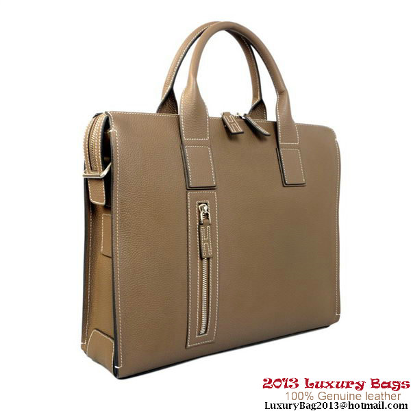 Hermes Mens Briefcase Calf Leather H1289A Khaki