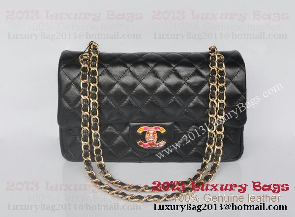 Chanel 2.55 Series Classic Flap Bag Black Sheepskin Leather 1112 Multicolour