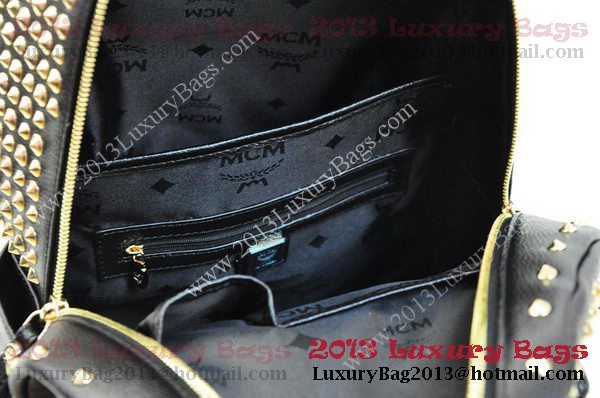 MCM Stark Backpack in Black Grainy Leather