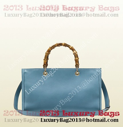 Gucci Bamboo Shopper Calf Leather Tote Bag 323660 Light Blue