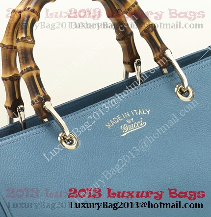 Gucci Bamboo Shopper Calf Leather Tote Bag 323660 Light Blue