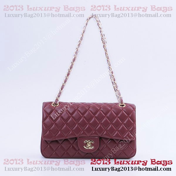 Chanel 2.55 Series Classic Flap Bag 1112 Burgundy Sheepskin Gold