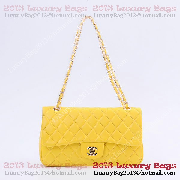 Chanel 2.55 Series Classic Flap Bag 1112 Lemon Sheepskin Gold